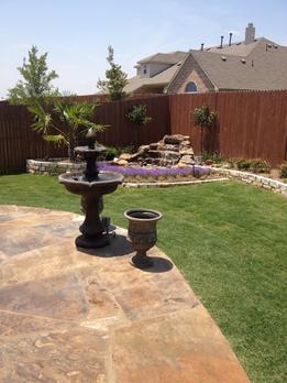 Little Elm Water features, patios, irrigation, planters, beds, stone border, bedding soil and sprinkler repairs